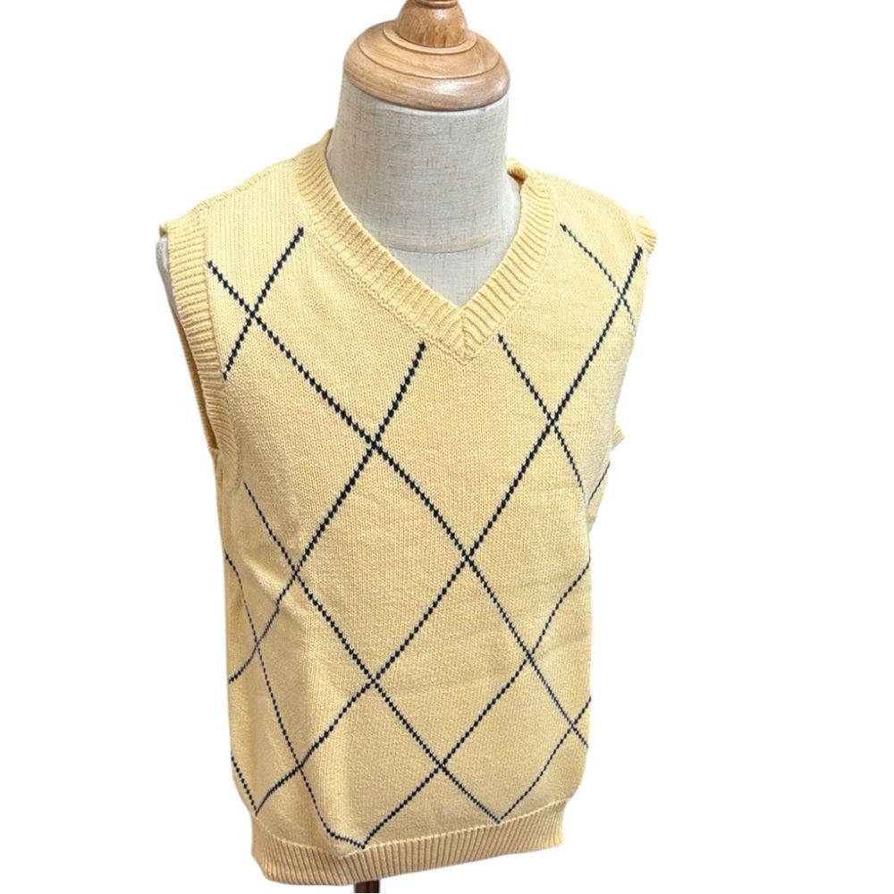 Gymboree Boys Yellow Argyle Sweater Vest 100% Cotton